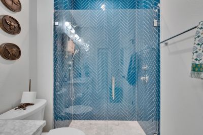 Blue shower tile